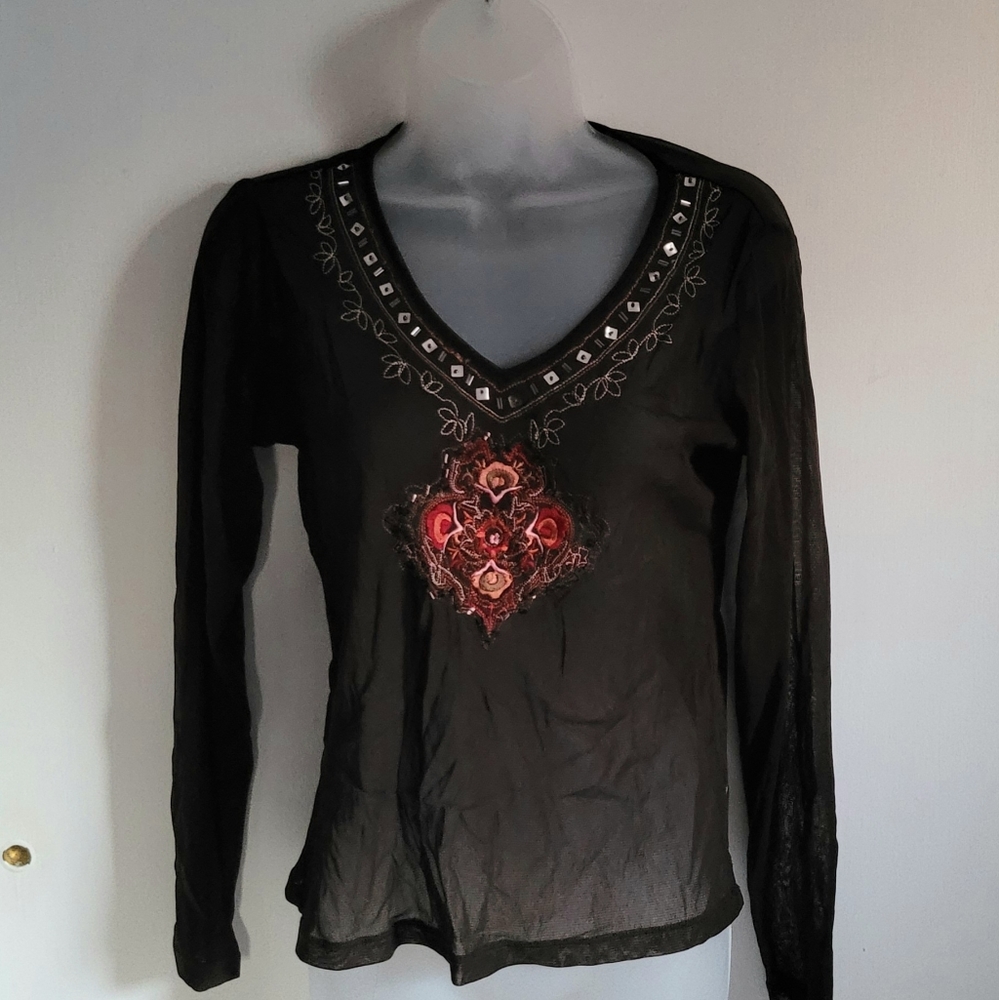 New York & Company Long-sleeve Sheer Top